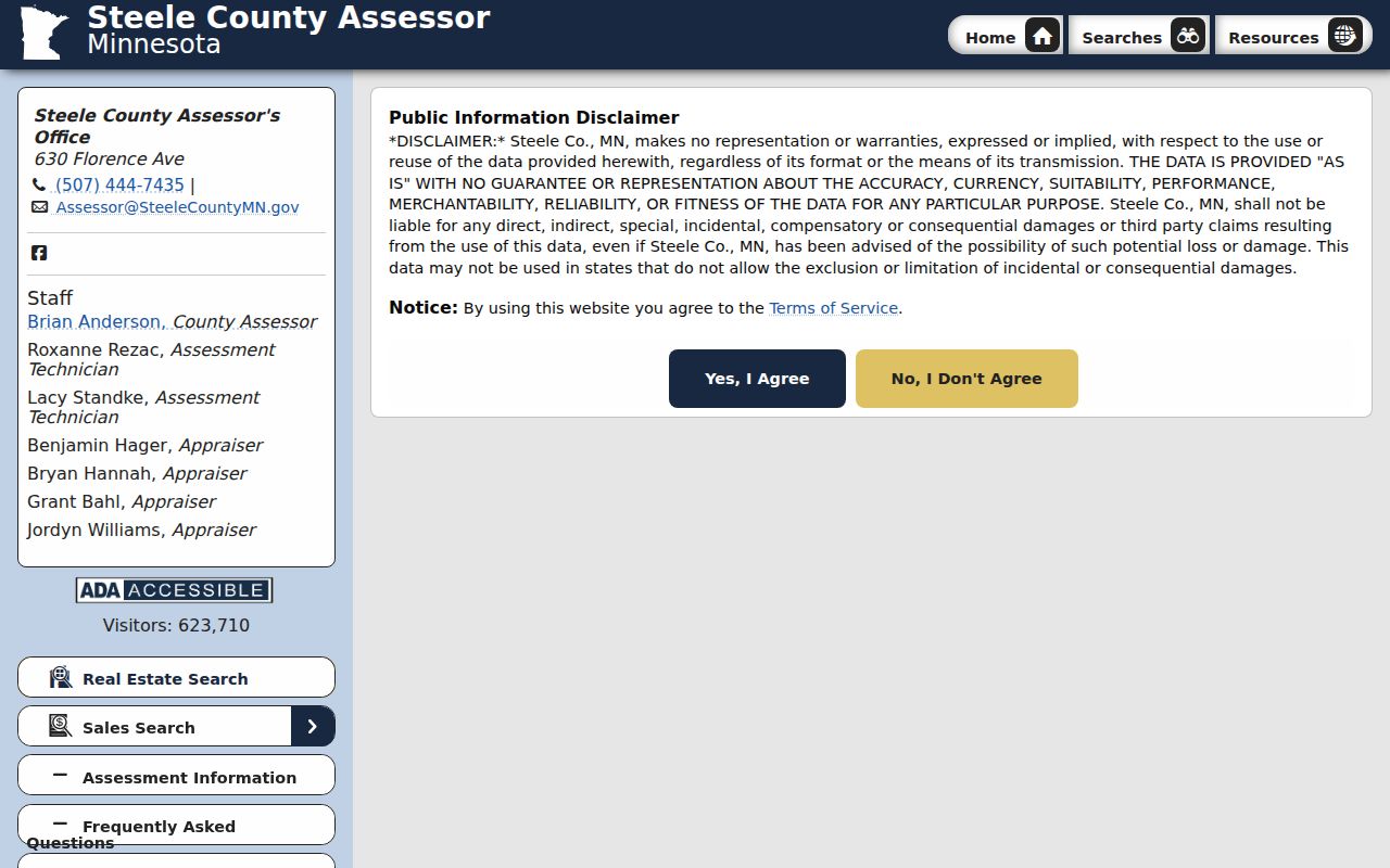 Owatonna residents directory Steele County Assessor property search consent screen