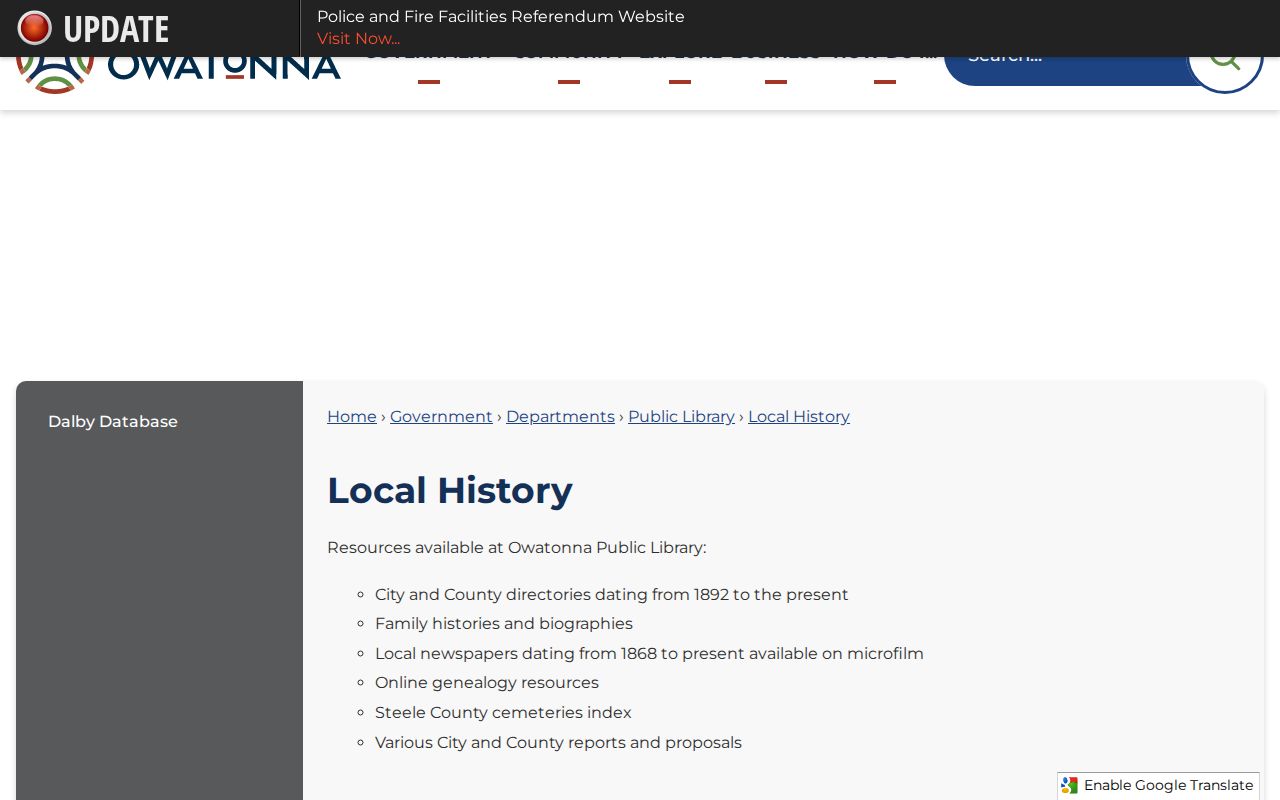 Owatonna residents directory public library local history collection